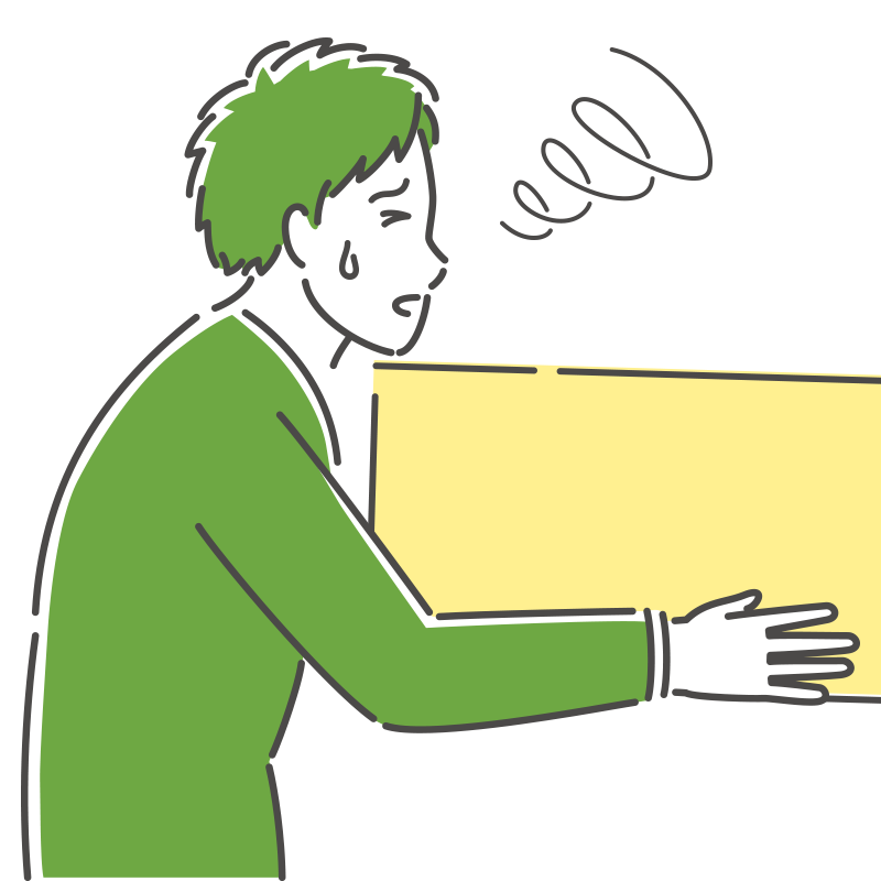 重いものを持つ人